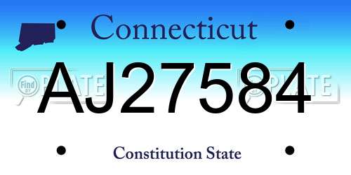 AJ27584 Connecticut License Plate