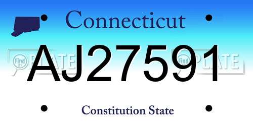 AJ27591 Connecticut License Plate