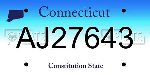 AJ27643 Connecticut License Plate