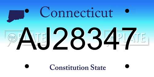 AJ28347 Connecticut License Plate
