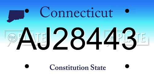 AJ28443 Connecticut License Plate
