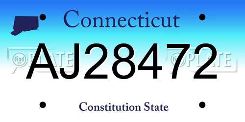 AJ28472 Connecticut License Plate