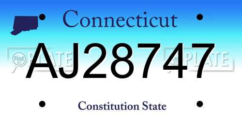AJ28747 Connecticut License Plate
