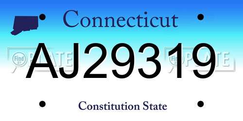 AJ29319 Connecticut License Plate