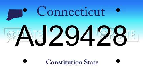 AJ29428 Connecticut License Plate