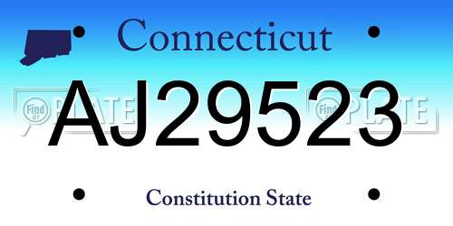AJ29523 Connecticut License Plate