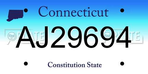 AJ29694 Connecticut License Plate