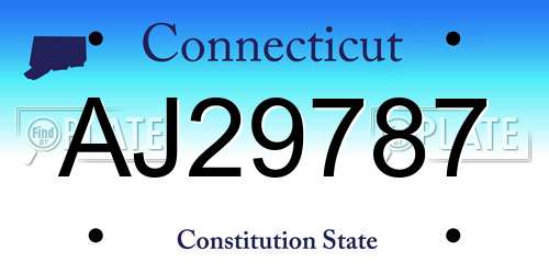 AJ29787 Connecticut License Plate