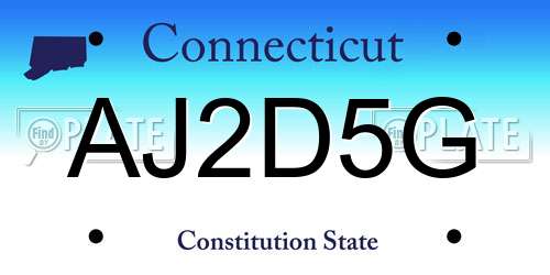 AJ2D5G Connecticut License Plate