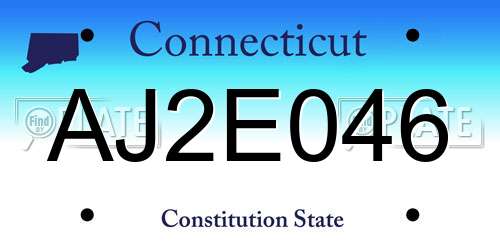 AJ2E046 Connecticut License Plate