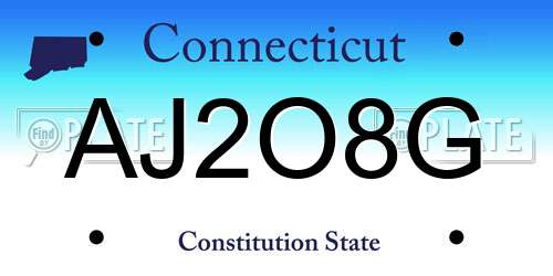AJ2O8G Connecticut License Plate