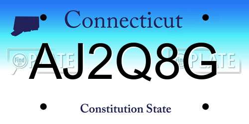 AJ2Q8G Connecticut License Plate