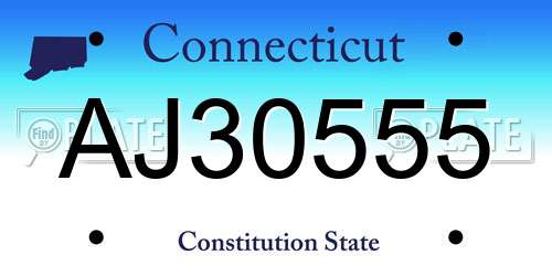 AJ30555 Connecticut License Plate