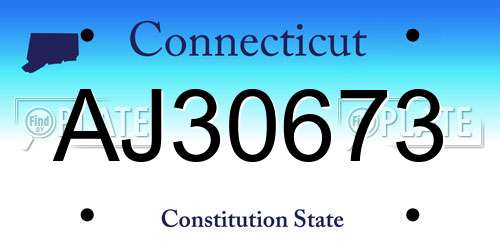AJ30673 Connecticut License Plate