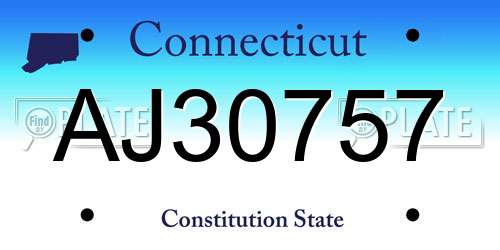 AJ30757 Connecticut License Plate