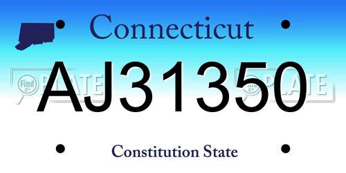 AJ31350 Connecticut License Plate