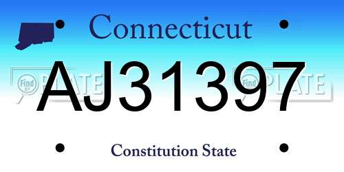 AJ31397 Connecticut License Plate