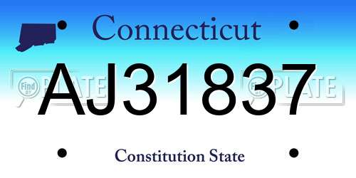 AJ31837 Connecticut License Plate