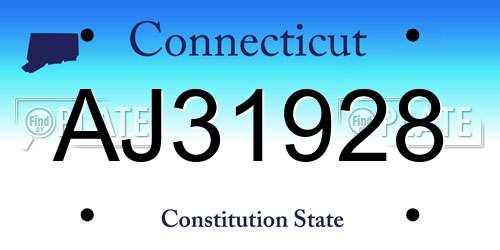 AJ31928 Connecticut License Plate