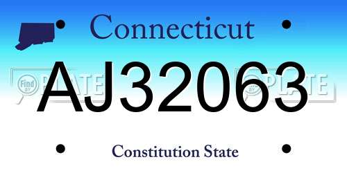 AJ32063 Connecticut License Plate