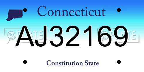 AJ32169 Connecticut License Plate