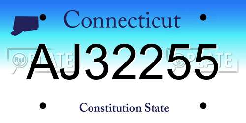 AJ32255 Connecticut License Plate