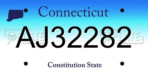 AJ32282 Connecticut License Plate