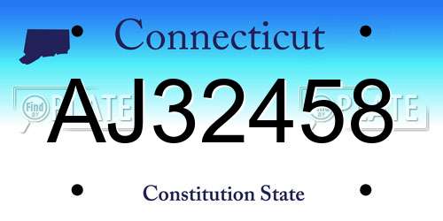AJ32458 Connecticut License Plate
