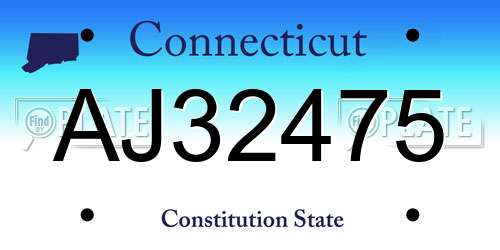 AJ32475 Connecticut License Plate
