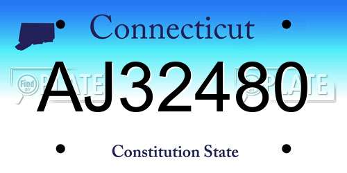 AJ32480 Connecticut License Plate