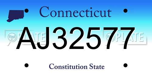 AJ32577 Connecticut License Plate