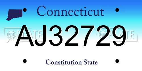 AJ32729 Connecticut License Plate