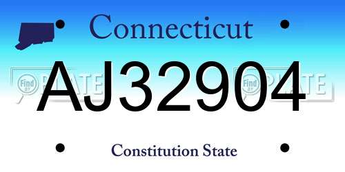 AJ32904 Connecticut License Plate