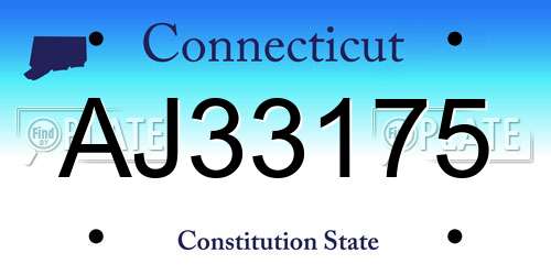 AJ33175 Connecticut License Plate