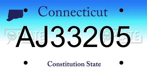 AJ33205 Connecticut License Plate