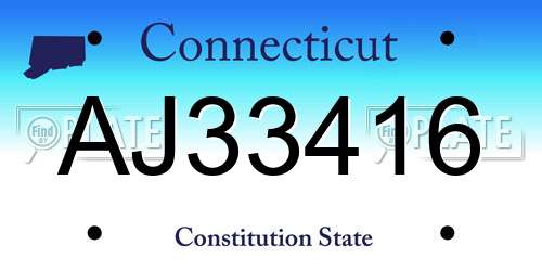 AJ33416 Connecticut License Plate