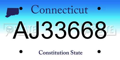 AJ33668 Connecticut License Plate