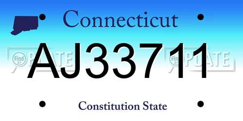 AJ33711 Connecticut License Plate