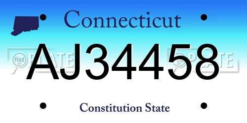 AJ34458 Connecticut License Plate
