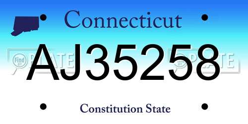 AJ35258 Connecticut License Plate