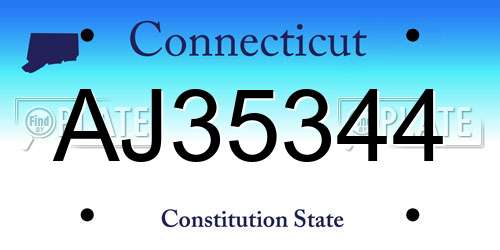 AJ35344 Connecticut License Plate