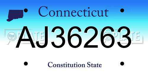 AJ36263 Connecticut License Plate