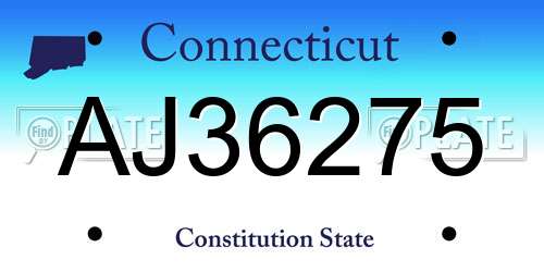 AJ36275 Connecticut License Plate