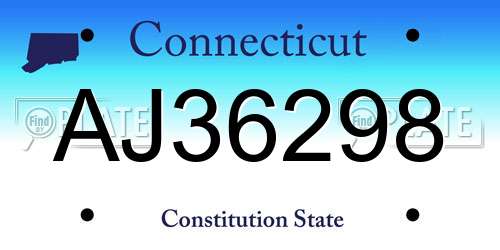 AJ36298 Connecticut License Plate