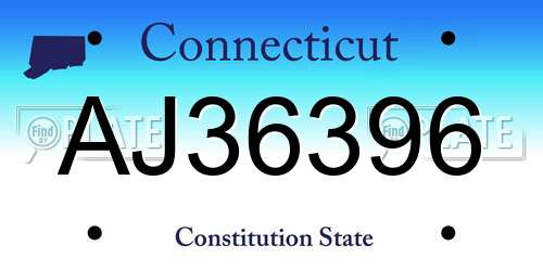 AJ36396 Connecticut License Plate