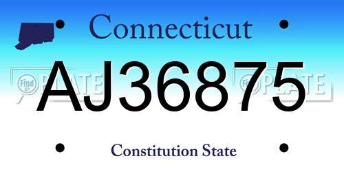 AJ36875 Connecticut License Plate