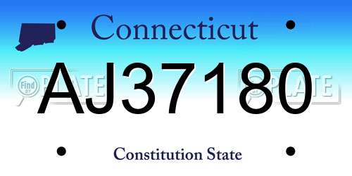AJ37180 Connecticut License Plate