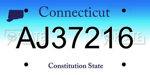 AJ37216 Connecticut License Plate