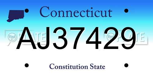 AJ37429 Connecticut License Plate