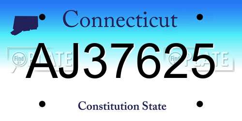 AJ37625 Connecticut License Plate